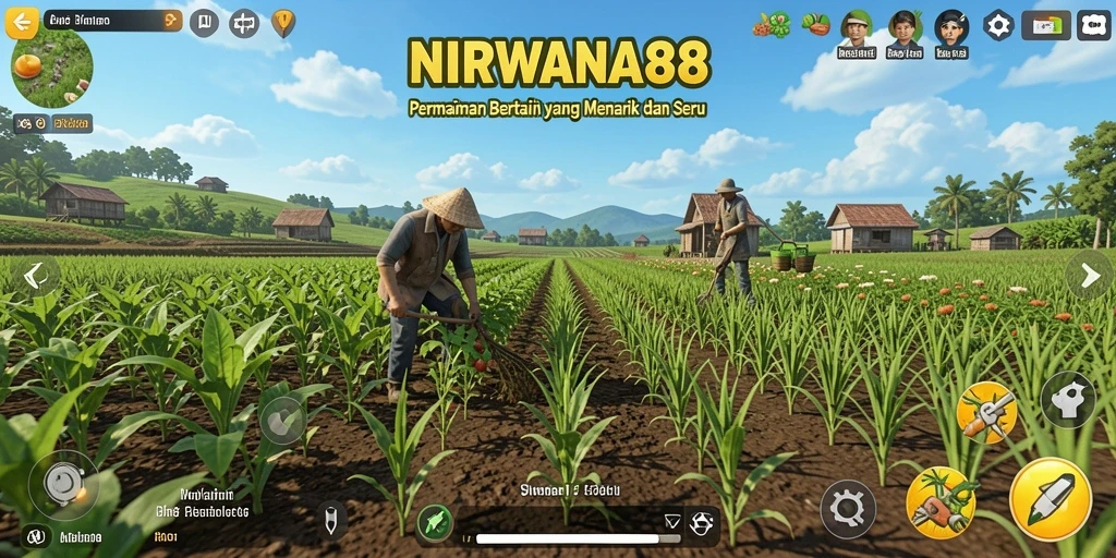 Screenshot menarik dari gameplay NIRWANA88 yang menampilkan ladang dan tanaman.