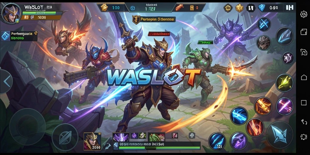 Screenshot gameplay WASLOT menampilkan aksi pertempuran yang intens.